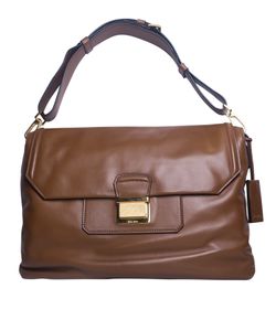 Soft Flap Shoulder Bag, leather, tan, S/DB, 3*, MII